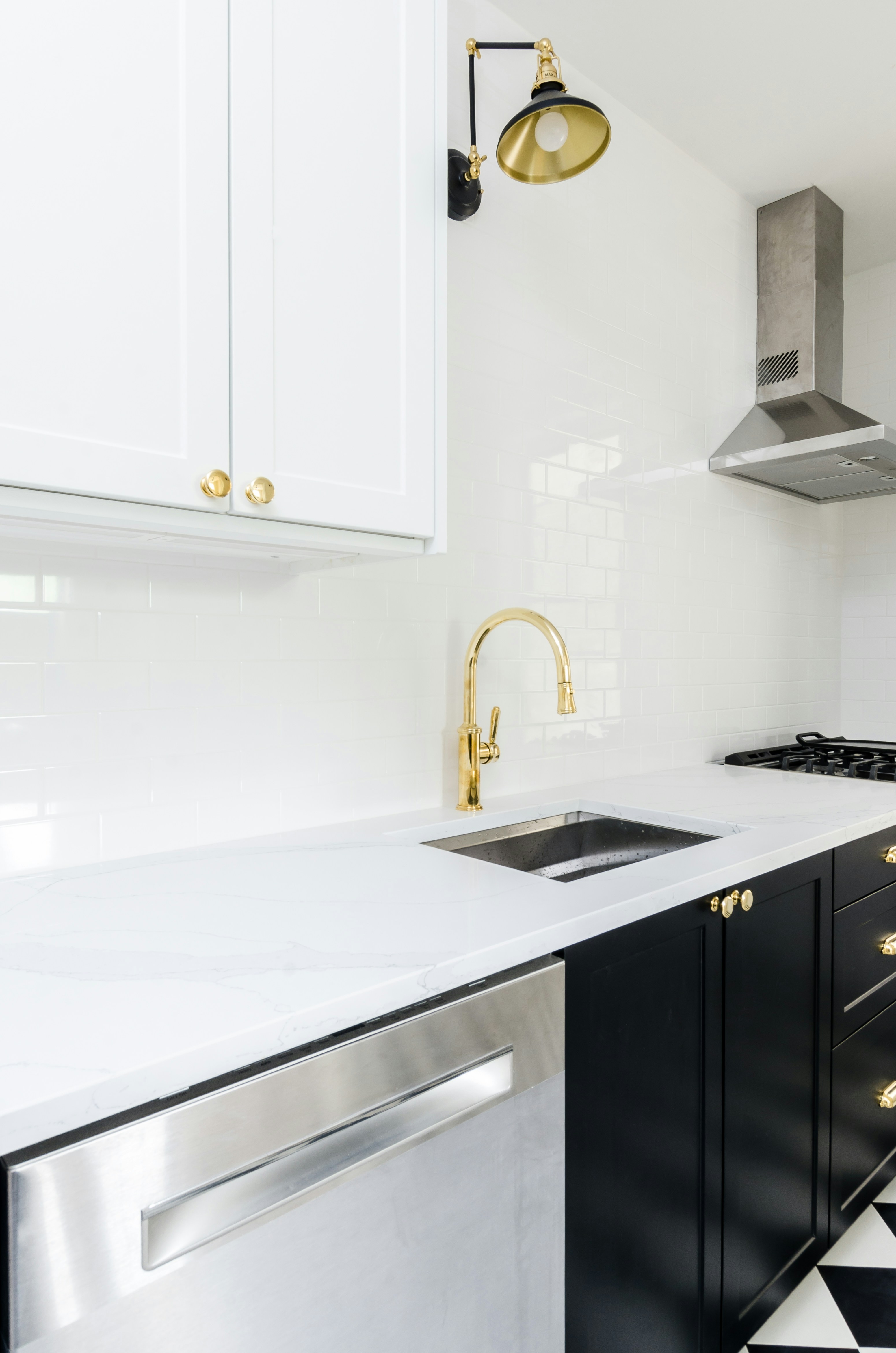 Modern kitchen with stainless steel dishwasher